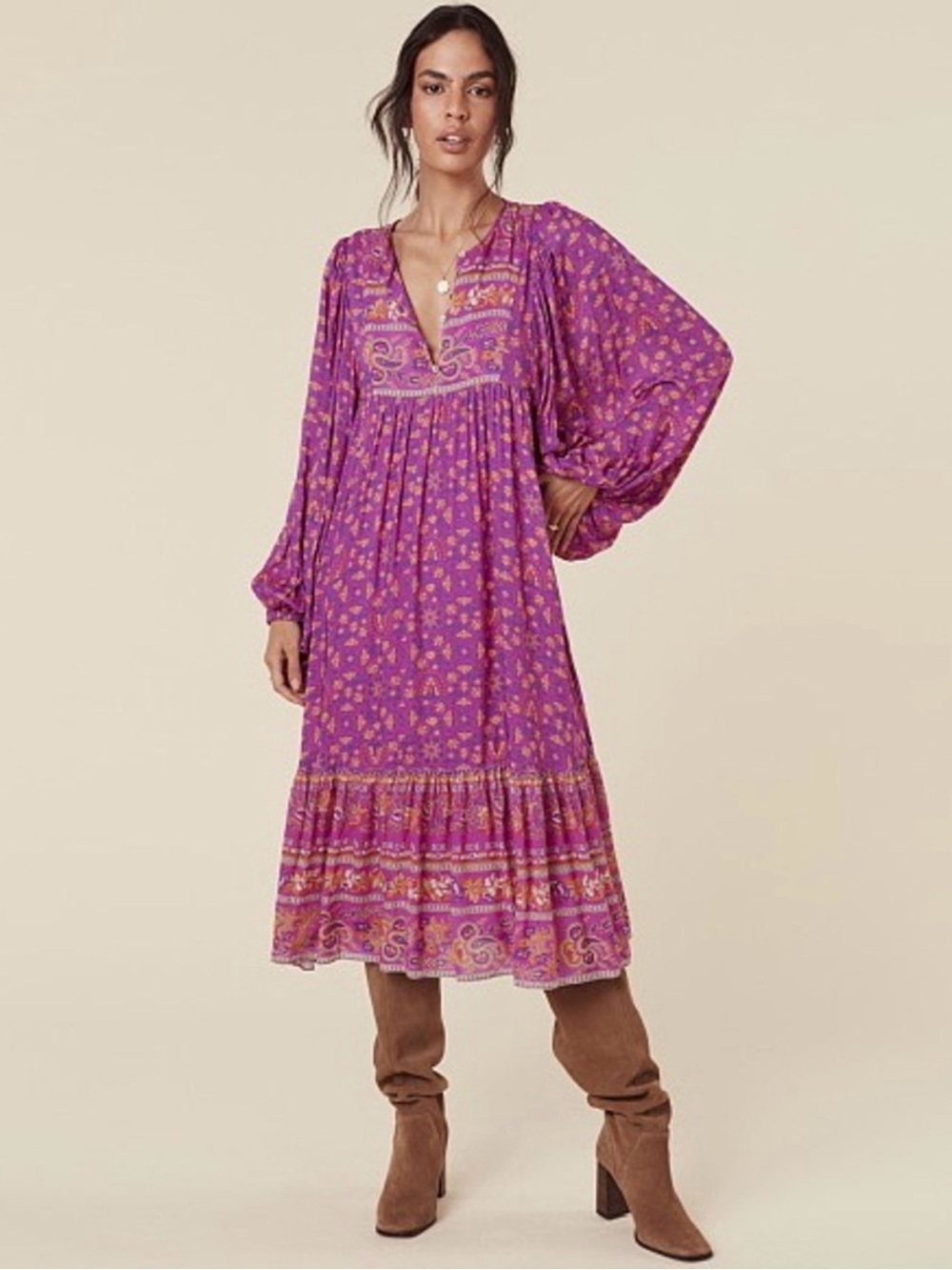 Spell Madame Peacock dress in boysenberry size small